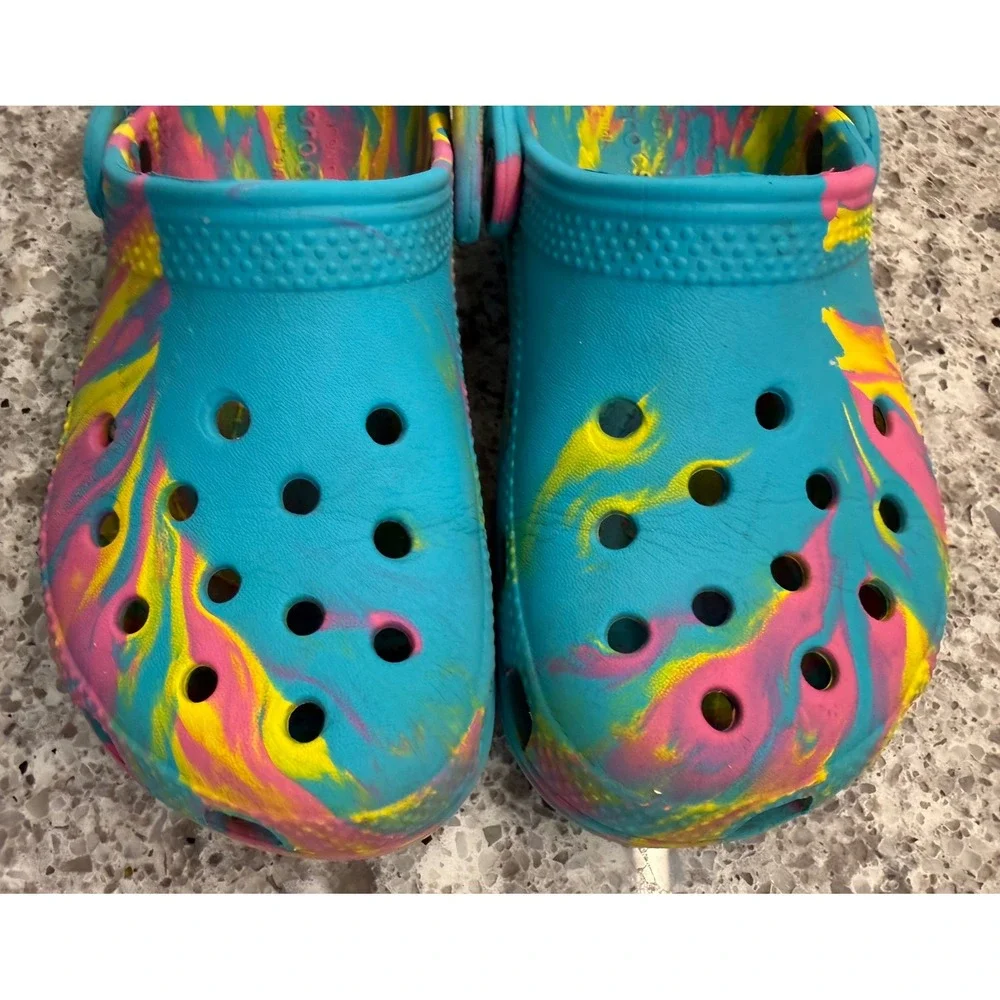 Crocs Little Kids Colorful Marbled Classic Clog Slip On Casual Shoes Size C12